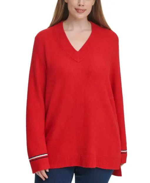 Tommy Hilfiger Plus Size Soft Touch Sweater Scarlet 1X