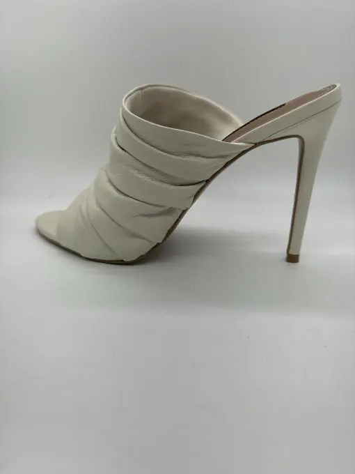 BCBGMAXAZRIA Sarani Optic White Ruched Heel Mule 9.5 - Image 2