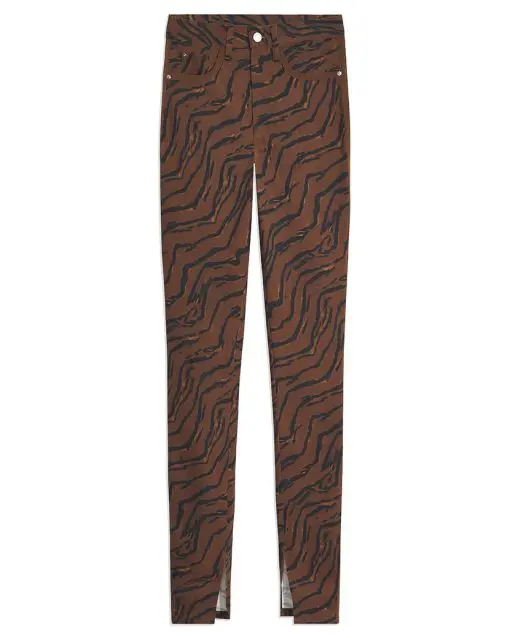 Danielle Bernstein WeWoreWhat Zebra Brown Piped Stiletto Jean 24