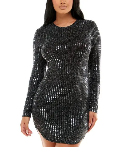 B Darlin Juniors Metallic Bodycon Dres BlackGunmetal L