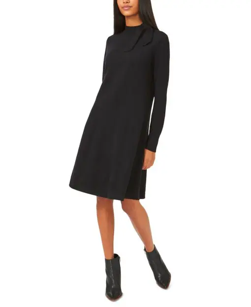 Riley & Rae RICH BLACK Tie-Neck Sweater Dress US Large