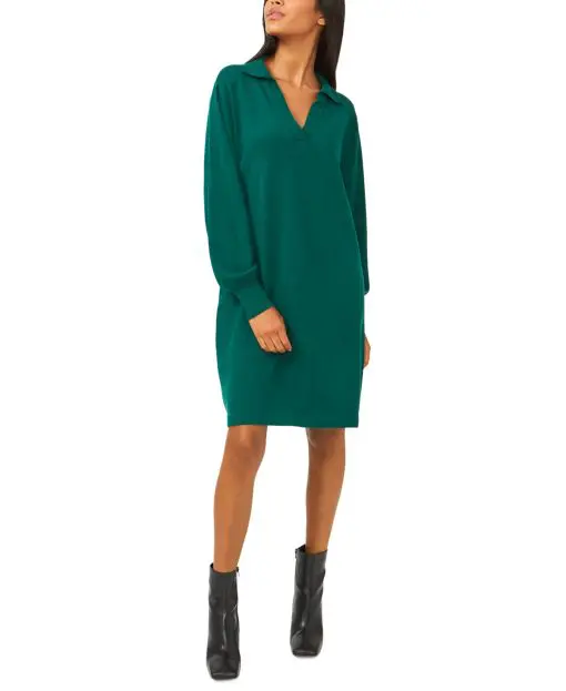 Riley & Rae Polo Sweater Dress - Dark Forest S