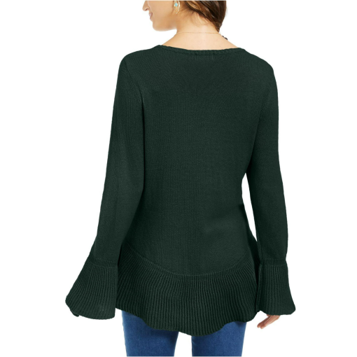 Style & Co Ruffle Hem Knit Sweater - Huntress Green XL - Image 2