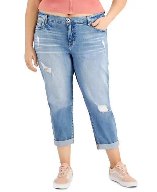 Celebrity Pink Trendy Plus Size Midrise The Bestie Girlfriend Cuffed Jeans 20