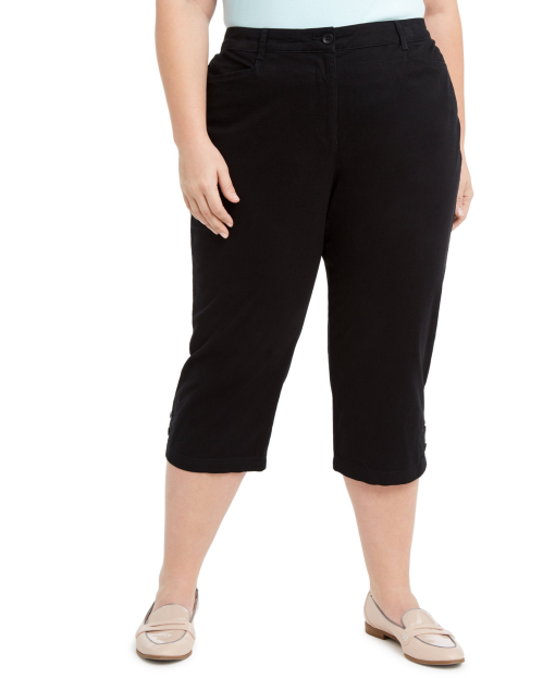 Karen Scott Womens Plus Stretch Tummy Control Capri Pants 18W - Image 2