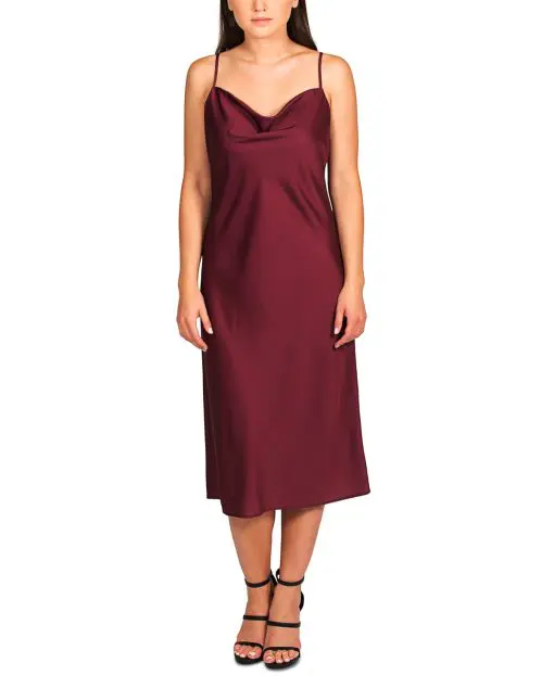 Pink Rose Juniors Cowl-Neck Cami Dress Wine M