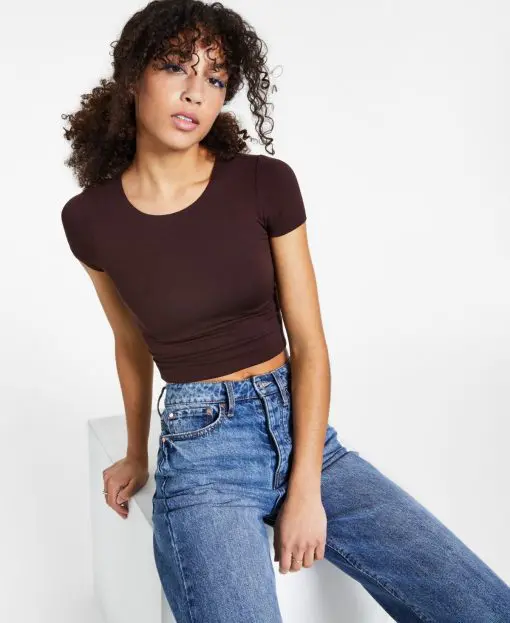 Bar III Crepe Cropped T-Shirt L