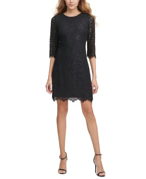 kensie Lace Sheath Dress Black 6