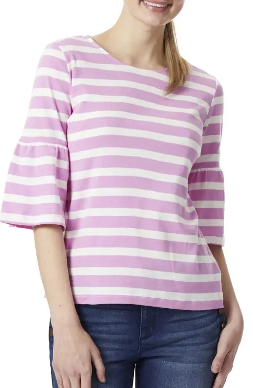 Jones New York Womens Knit Striped Blouse M