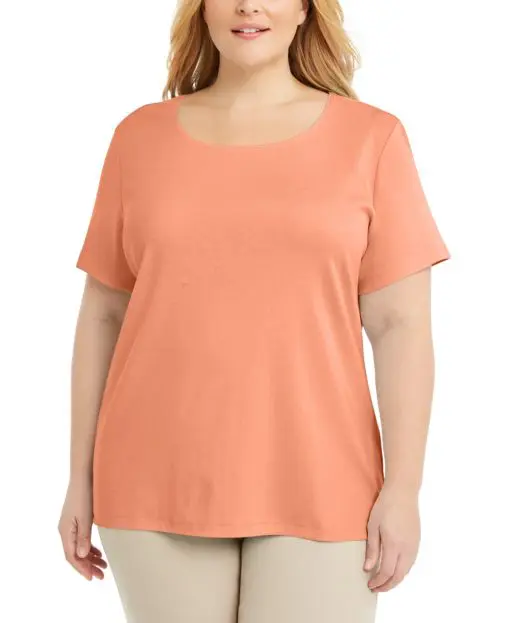 Karen Scott Plus Size Cotton Scoop-Neck Top 3X