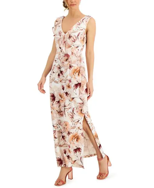 Connected Ruffled Floral-Print Maxi Dres Cameo Floral 10