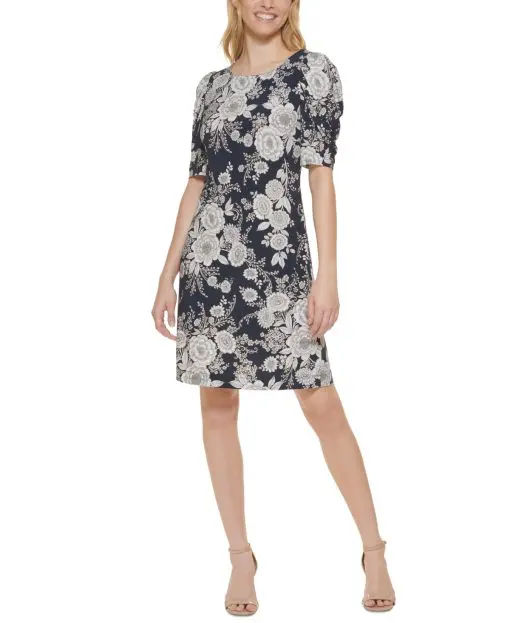 Tommy Hilfiger Floral-Print Sheath Dress Sky Captainivory 8