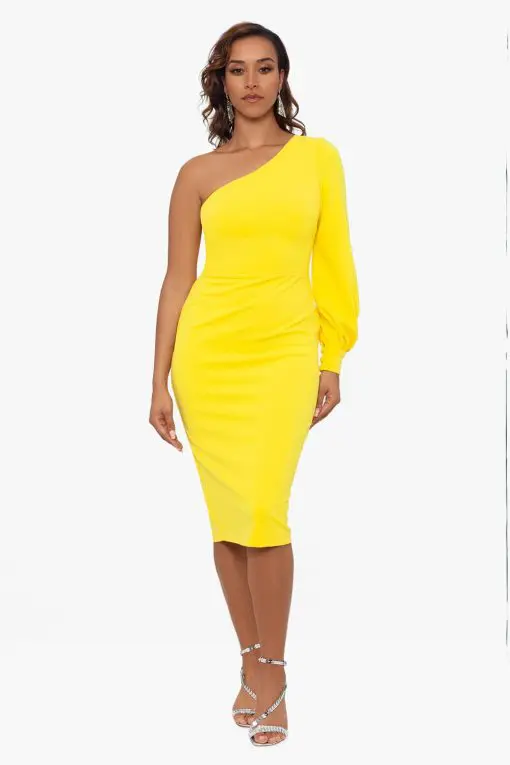 Betsy Adam Womens Asymmetric One-Sleeve Yellow 2