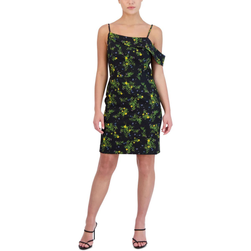 Landry Womens Floral Print Mini Sheath Dress 4 - Image 2