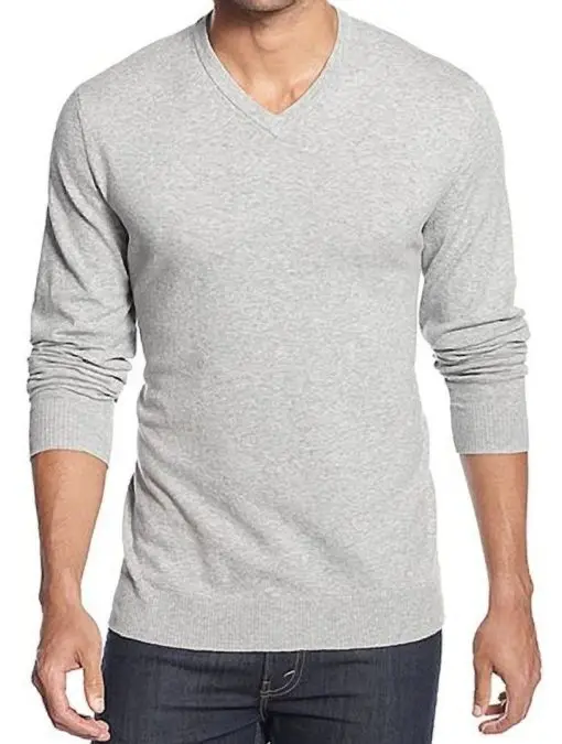 Alfani NEW Gray Zinc Heather Regular Fit Men's Large L V-Neck Sweater