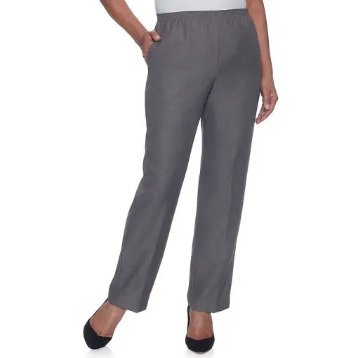 Alfred Dunner Plus Size Pull-On Straight-Leg Grey 16WS