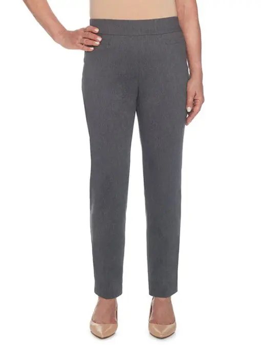 Alfred Dunner Petite Pull-On Straight-Leg Pa Grey 12P