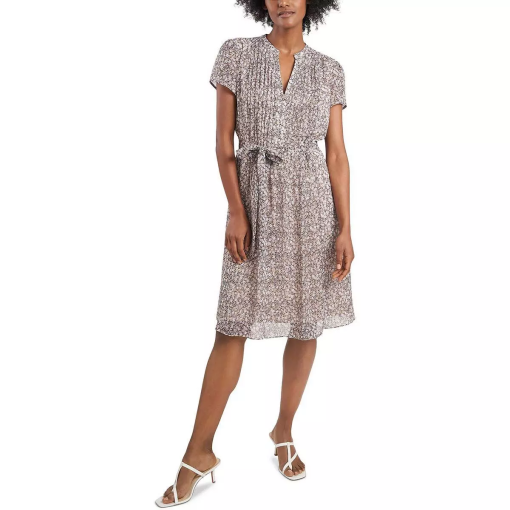 MSK Petites Womens Pintuck Midi Shirtdress Multi 12P - Image 2