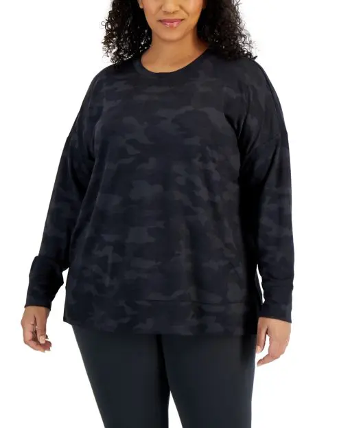 ID Ideology Plus Size Camouflage-Print Sweatshirt 1X