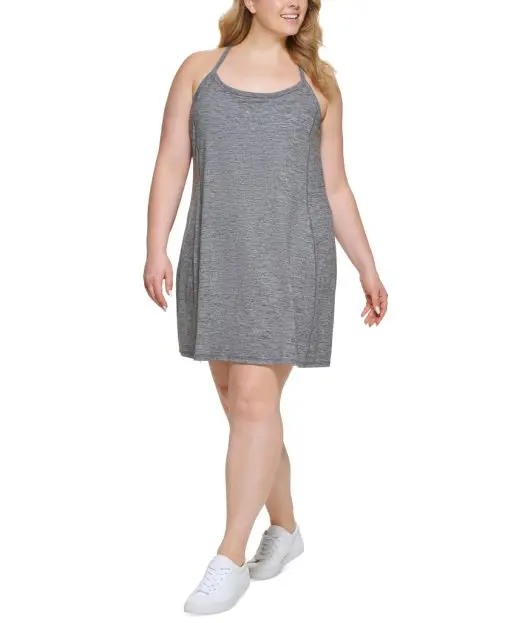 Calvin Klein Women's Performance Plus Strappy Tank Dress - Grey - 1X