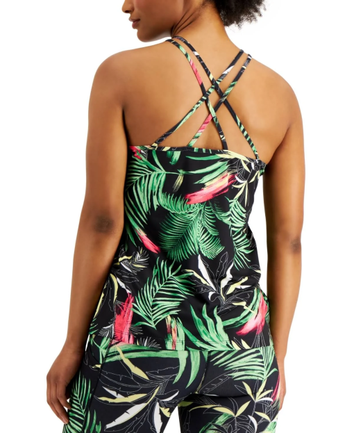 Ideology Women's Pastel Palms Strappy Tank Top,L - Image 3