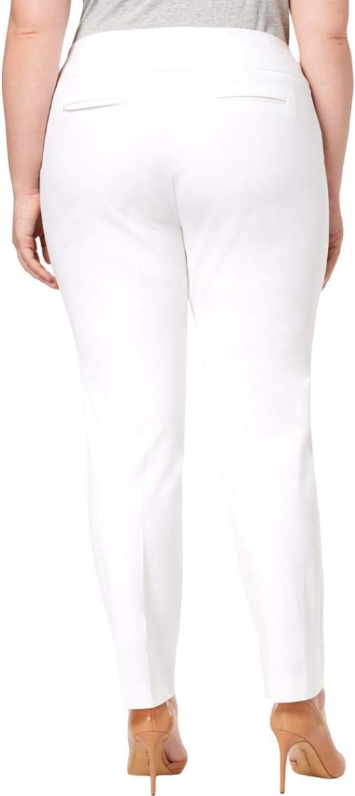 Alfani Womens Plus Tummy Slimming Flat Front Straight Leg Pants18W White - Image 3