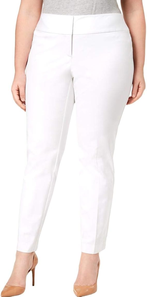 Alfani Womens Plus Tummy Slimming Flat Front Straight Leg Pants18W White - Image 2