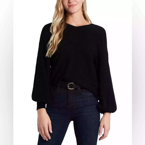 Womens Back Cut-Out Bishop Sleeves Pullover Top XL - Image 2