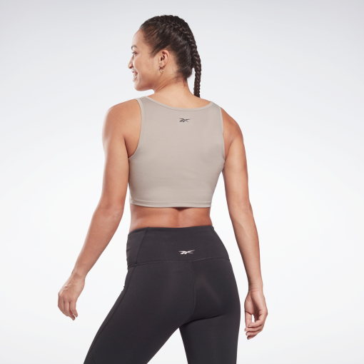 Reebok Women's Ruched Cropped Tank Top - Boulder Grey M - Image 3