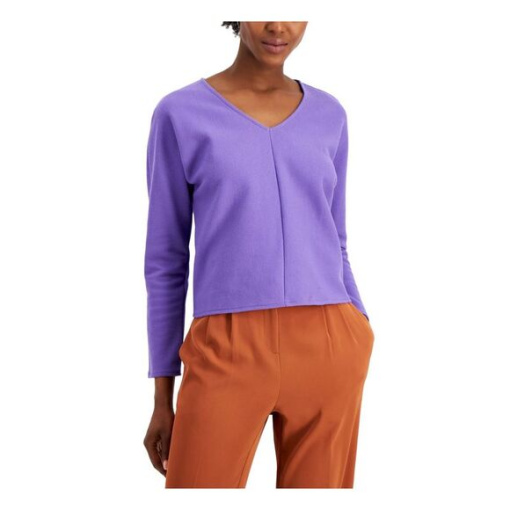 ALFANI Womens Purple V Neck Sweater M - Image 2