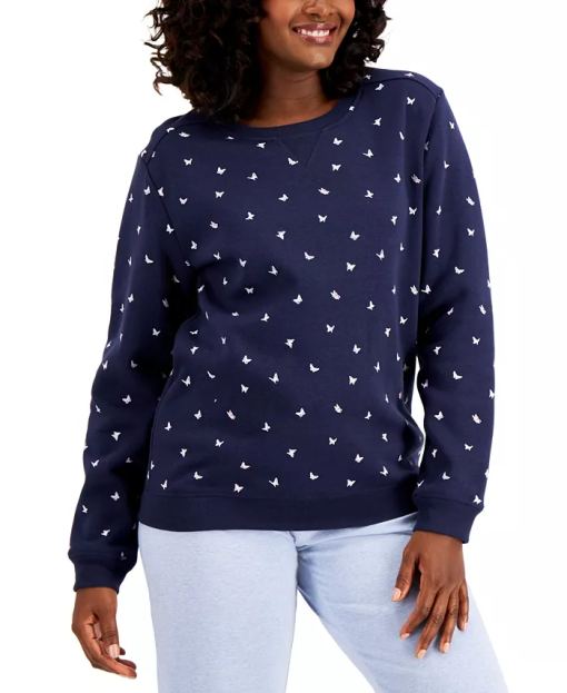 Motherhood Color Block Polka Dots Navy Blue Pullover Sweater 1X - Image 2