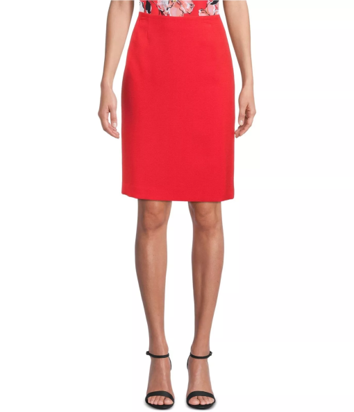 Kasper Womens Stretch Crepe Slim Skirt 10 Scarlet - Image 2