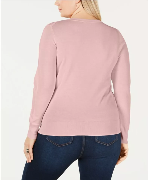 CHARTER CLUB Womens New 0368 Pink Long Sleeve Crew Neck Casual Top 2X Plus - Image 2