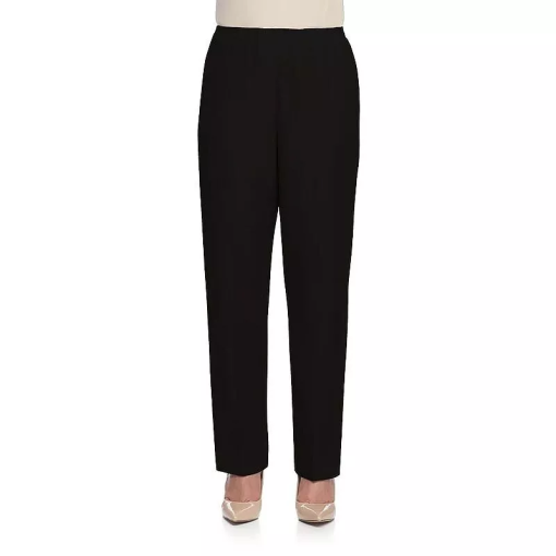 Alfred Dunner Women's Dress Pants BLACK - Black All-Around Elastic Pull-on Medium Pants (14P) - Image 2