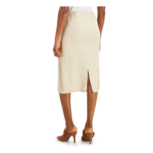 Alfani Womens Beige Slitted Zippered MIDI Pencil Skirt Xxl - Image 2