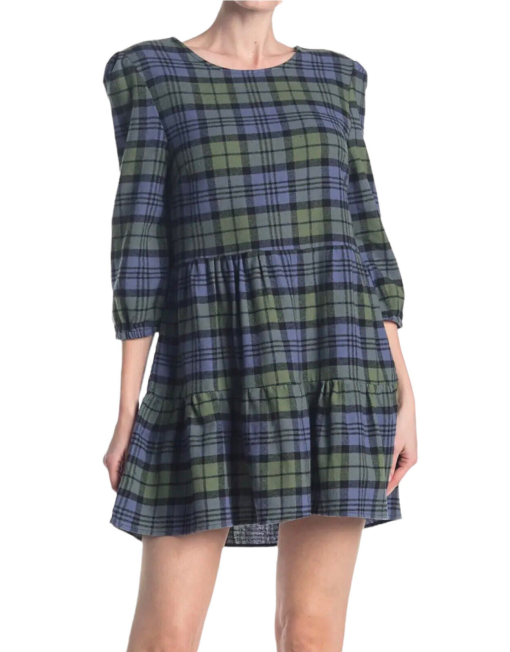 Abound Above the Knee Plaid Baby Doll Dress Size S - Image 2