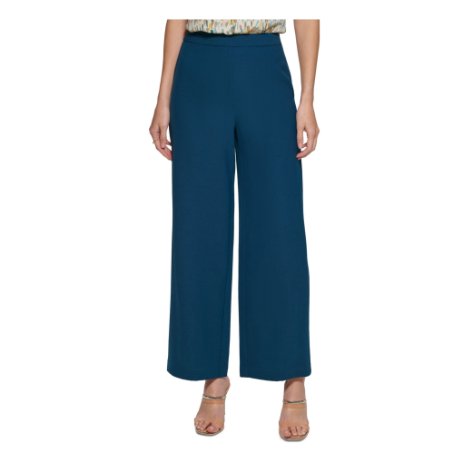 Dkny Women's Blue HIgh-Rise Wide Leg Pants Size 10 - Image 2