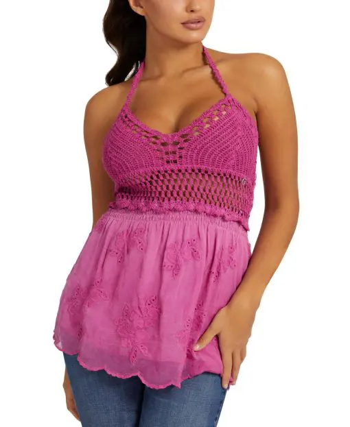 Guess Women's Hailey Halter Top - Purple Dragonfruit M