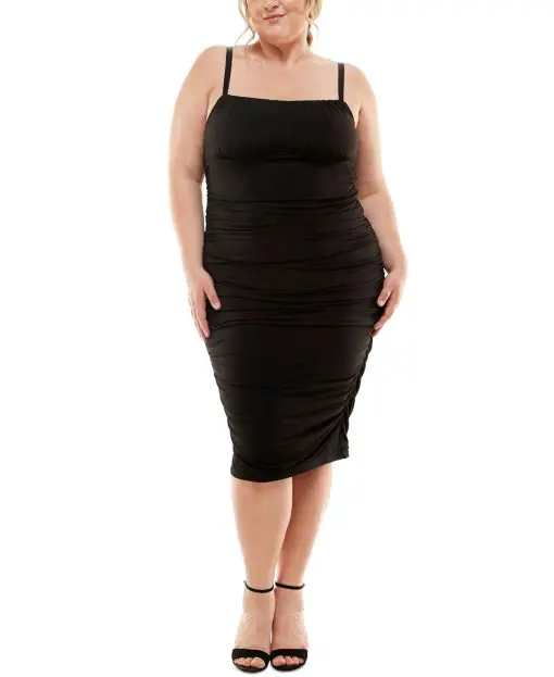 Emerald Sundae Trendy Plus Size Ruched Bodyco Black 20W