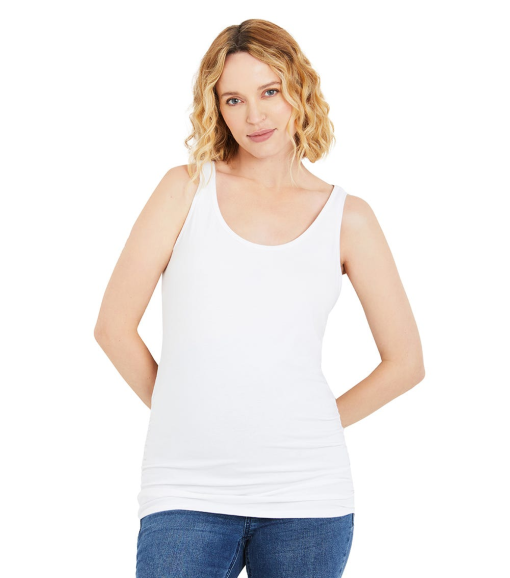 Motherhood Maternity Side Ruched Scoop Neck Maternity Tank Top - White L - Image 2