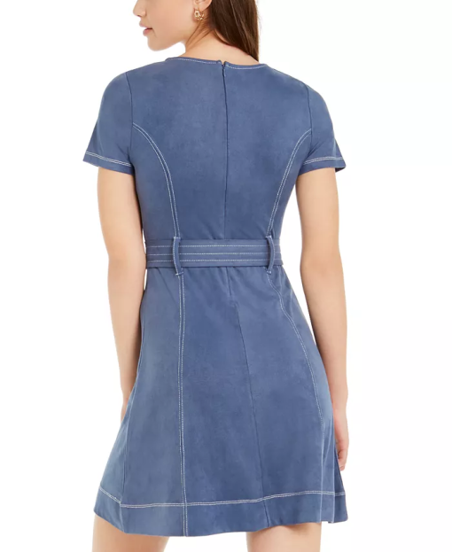 Rosie Harlow Womens Blue  Short Sleeve V Neck Short Fit + Flare Dress  Size S - Image 2