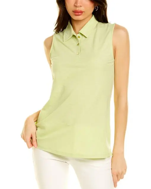 JONES NEW YORK Women's Green Heather Sleeveless Collared Top M