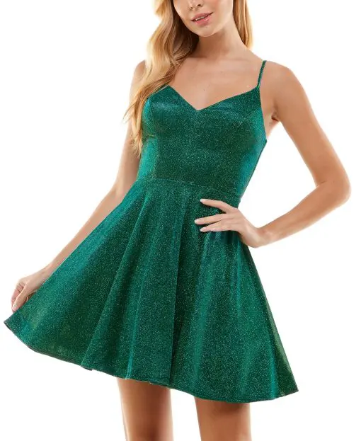 City Studios Juniors Glitter Fit Flare D Emerald 9