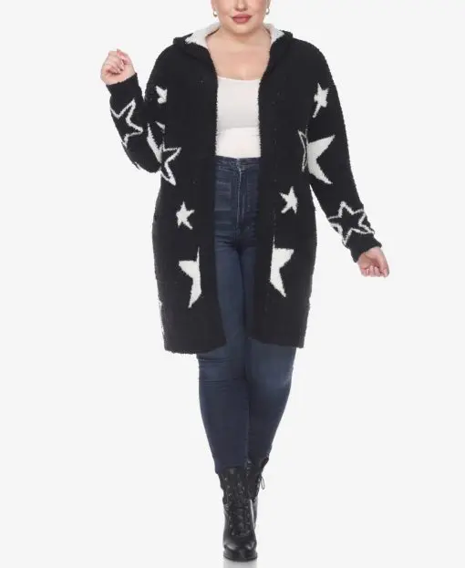 White Mark White Mark Plus Size Hooded Op Black, White Stars 2X3X