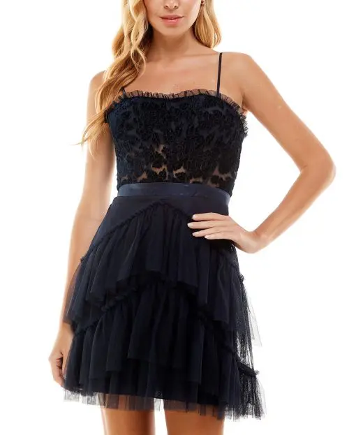 City Studios Juniors Sweetheart Fit Flar Navy 1