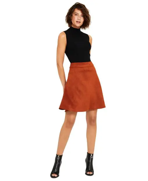 Bar III Women's Faux-Suede Flared Skirt,  16