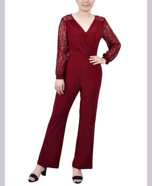 NY Collection NY Collection Petite Jumpsuit Wine PM