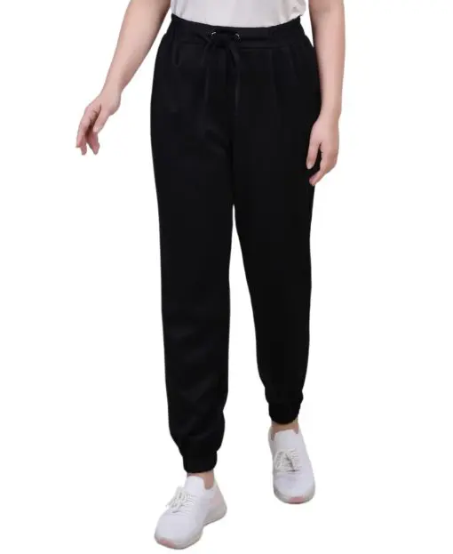 NY Collection Women's Petites Crepe Mid Rise Jogger Pants PM