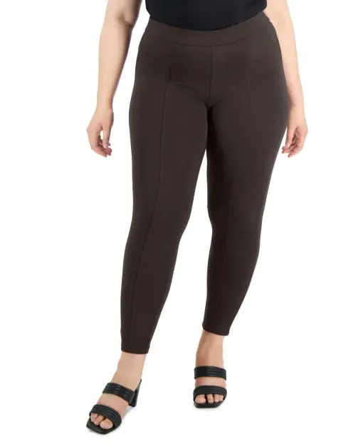 Style & Co Plus Size Ponte-Knit Pull-on Pants,  - Rich Truffle 4X