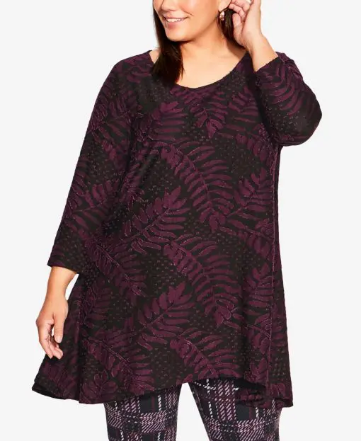 AVENUE Avenue Plus Size Jacquard Tuni Shiraz 22W24W